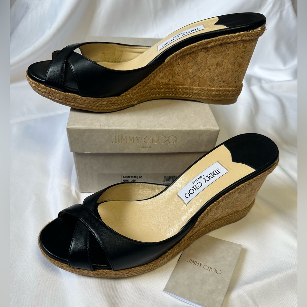 Jimmy Choo Almer 80 wedge sandal black size 42